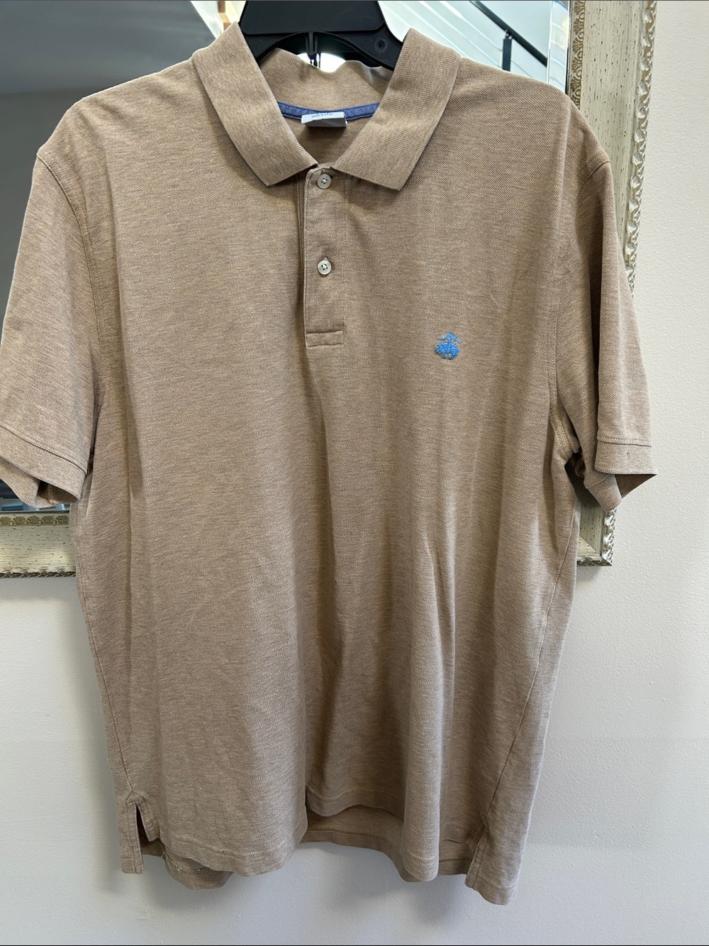 Brooks Brothers Tan Polo with Light Blue Embroidered Logo